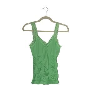 F&F VTG lace trim Babydoll Tank top Y2K fitted Cami Green Fairy core 90's grunge
